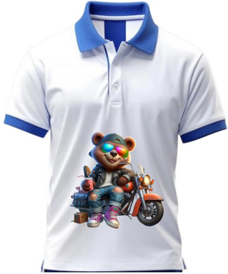 Yugavarshan Printed Men Polo Neck Purple, Blue T-Shirt