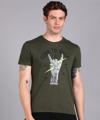 Urbano Fashion Printed, Typography Men Round Neck Green T-Shirt