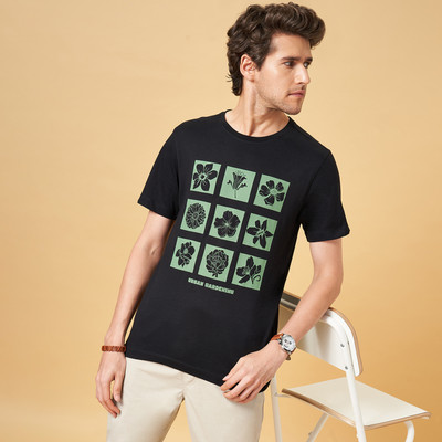 Urban Ranger by Pantaloons Printed Men Round Neck Black T-Shirt