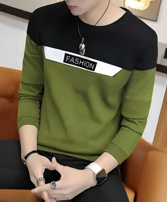 Autna Printed Men Round Neck Dark Green, Black T-Shirt