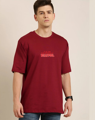 JP Creation Printed Men Round Neck Maroon T-Shirt