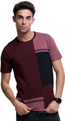 Estilocus Solid Men Round Neck Brown T-Shirt