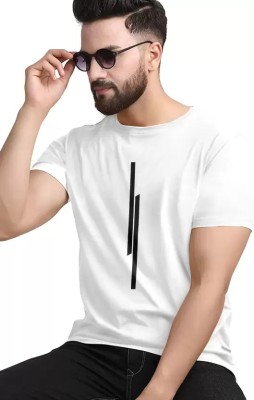 Marnto Striped Men Round Neck White T-Shirt