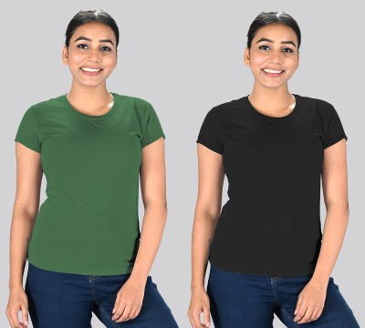 Lux Nitro Solid Women Round Neck Multicolor T-Shirt