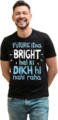 LeZoir Typography Men Round Neck Black T-Shirt