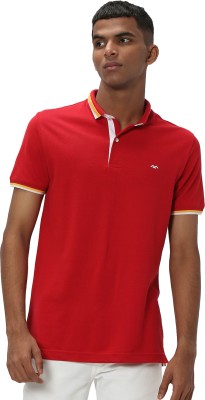 MUFTI Embroidered Men Polo Neck Red T-Shirt