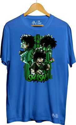 THE PRINT PLATTER Graphic Print Men Round Neck Light Blue T-Shirt