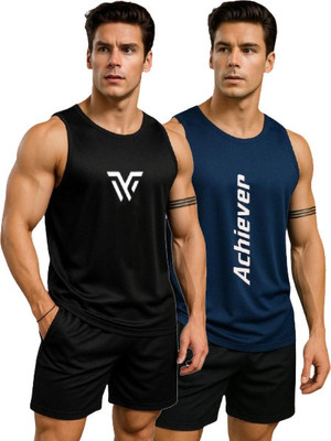 dashzone Printed Men Round Neck Black, Blue T-Shirt