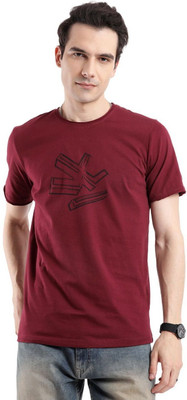 WROGN Solid Men Round Neck Maroon T-Shirt