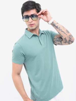 HIGHLANDER Solid Men Polo Neck Green T-Shirt