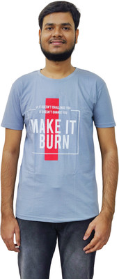 Mineset Fashion Typography Men Round Neck Grey T-Shirt