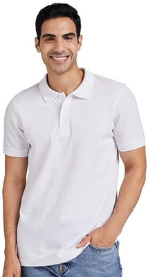 solid villa Solid Men Polo Neck Black T-Shirt