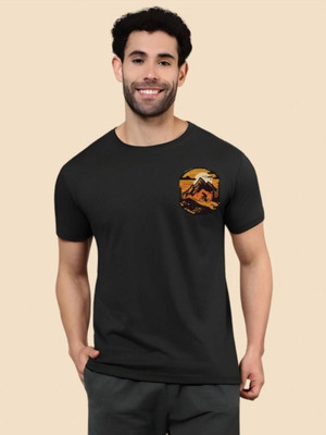 SZN Graphic Print Men Round Neck Black T-Shirt