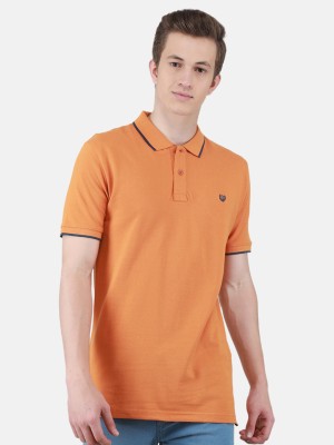 DUKE Solid Men Polo Neck Orange T-Shirt