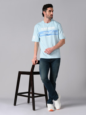 KILLER Printed Men Round Neck Light Blue T-Shirt