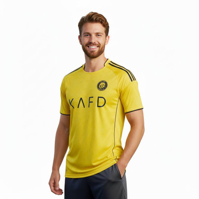 Thiva Printed Men V Neck Yellow T-Shirt