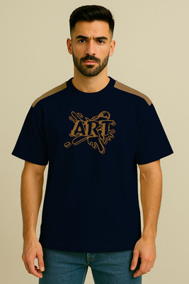 Culish Trend Printed Men Round Neck Navy Blue T-Shirt