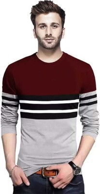 Quity Fashion Striped Men Round Neck Multicolor T-Shirt