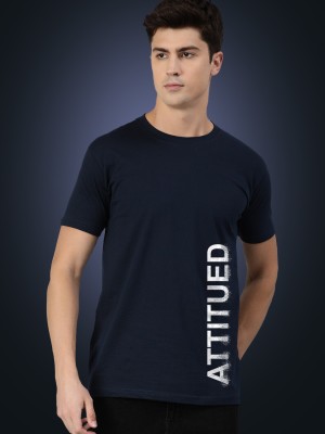 UNSULLY Printed Men Round Neck Blue T-Shirt