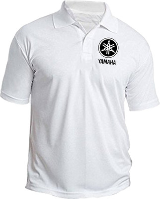 PrintHolic Solid Men Polo Neck White T-Shirt
