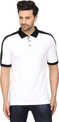 ROARERS Solid Men Polo Neck White T-Shirt