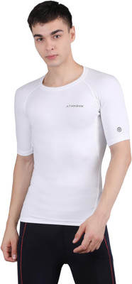 Athmonk Solid Men Round Neck White T-Shirt