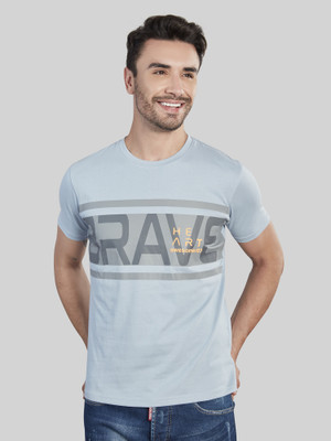 BE POSITIVE Printed, Typography Men Crew Neck Blue T-Shirt