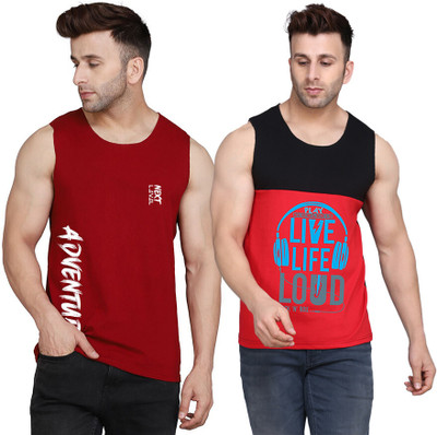 SLOWLORIS Typography Men Scoop Neck Black, Red, Maroon T-Shirt