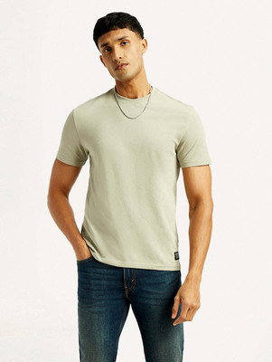 LEVI'S Solid Men Crew Neck Beige T-Shirt