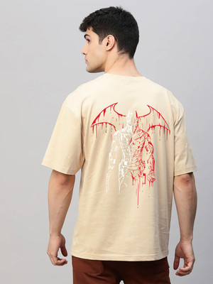 Pavis Printed Men Round Neck Beige T-Shirt