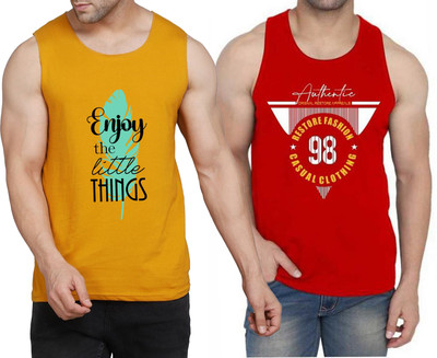 WOOSTRO Printed Men Round Neck Yellow, White, Red T-Shirt