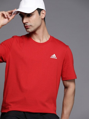 ADIDAS Printed Men Crew Neck Red T-Shirt