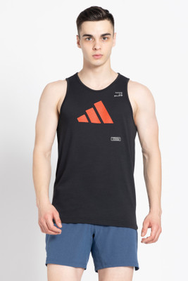 ADIDAS Printed Men Crew Neck Black T-Shirt