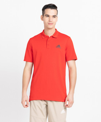 ADIDAS Printed Men Polo Neck Red T-Shirt