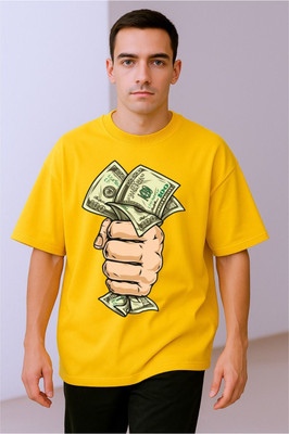 BLOSSOMTRADER Printed Men Round Neck Yellow T-Shirt