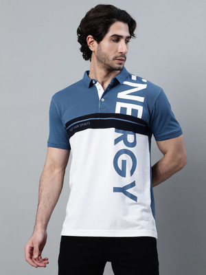 CANTABIL Printed Men Polo Neck White T-Shirt
