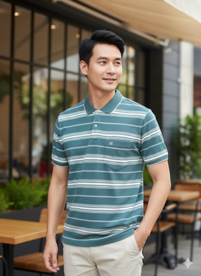 Mno Solid Men Polo Neck Green T-Shirt