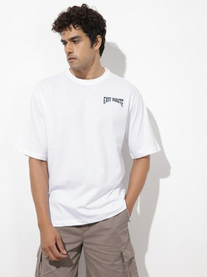 Roadster Graphic Print Men Round Neck White T-Shirt