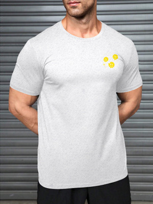 Triptee Printed Men Round Neck Grey T-Shirt