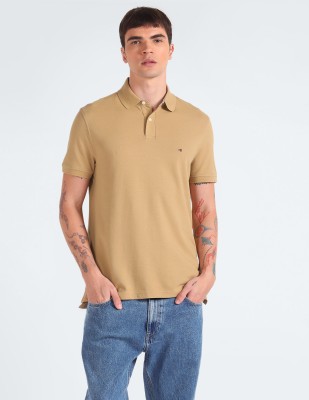 TOMMY HILFIGER Solid Men Round Neck Brown T-Shirt