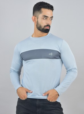 HUMAX Solid Men Round Neck Light Blue T-Shirt