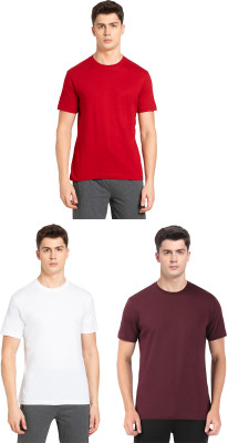 JOCKEY Solid Men Round Neck Red, White, Maroon T-Shirt