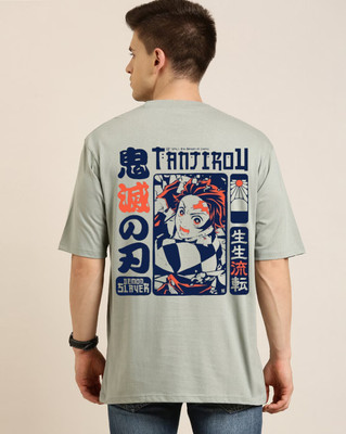 FASHNET FASHION Printed Men Round Neck Grey T-Shirt