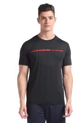 U.S. POLO ASSN. Solid Men Round Neck Black T-Shirt