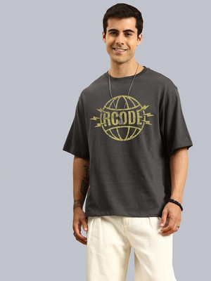 R.Code by The Roadster Life Co. Graphic Print Men Round Neck Grey T-Shirt