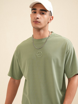 HIGHLANDER Solid Men Round Neck Green T-Shirt
