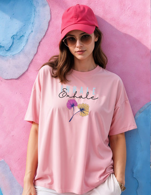 Smartees Printed Women Round Neck Pink T-Shirt