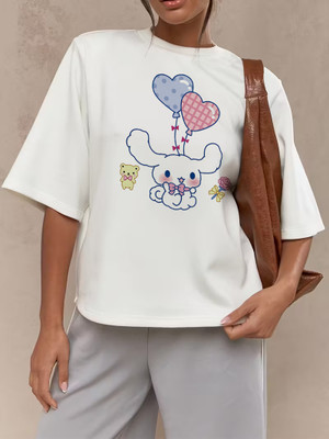 CZC Graphic Print Women Round Neck White T-Shirt