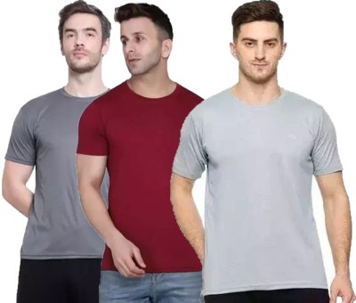 Diwazzo Solid Men Round Neck Multicolor T-Shirt