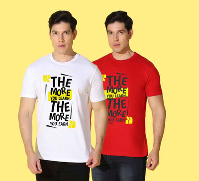 WOOSTRO Printed Men Round Neck Multicolor T-Shirt